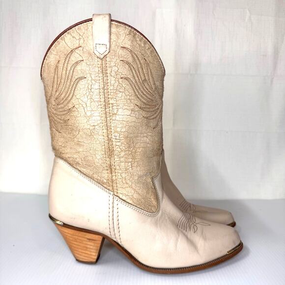 Vintage Dingo Cowboy Boot Size 6.5 Western Cowgirl Neutral Festival Boho Country - Picture 3 of 13